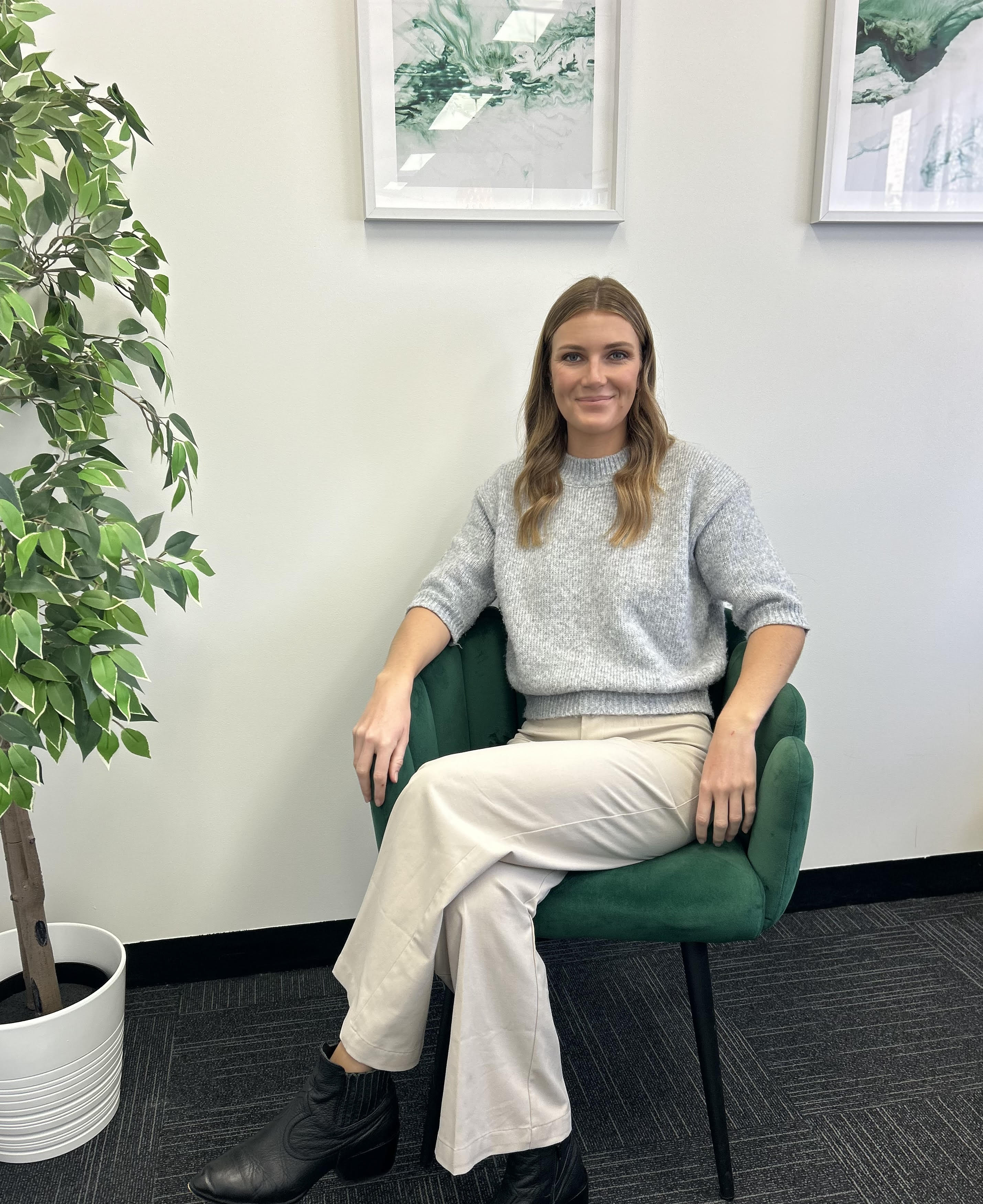 Bridget Menzies seated in clinic