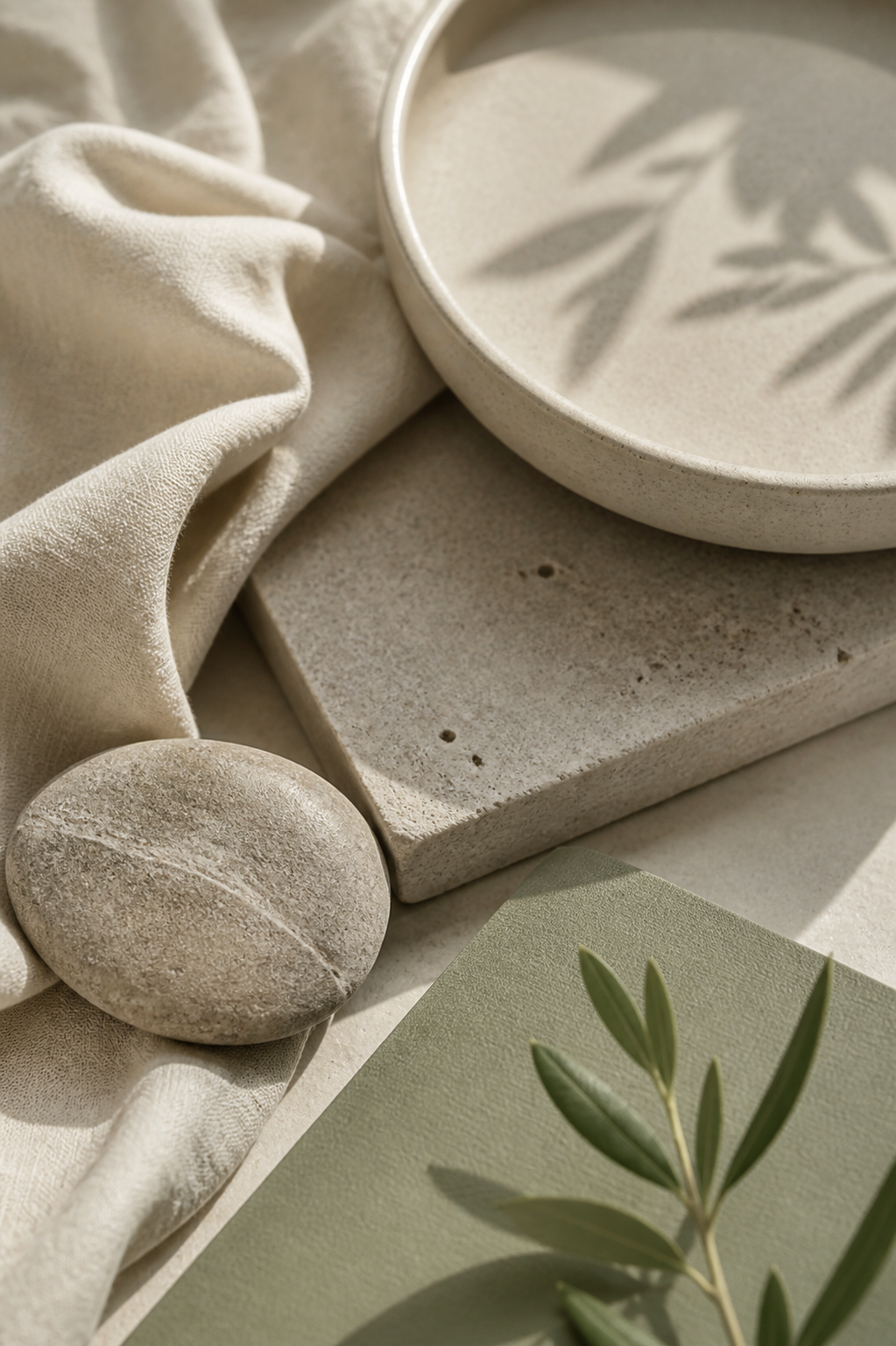Calm neutral textures representing sustainable wellbeing